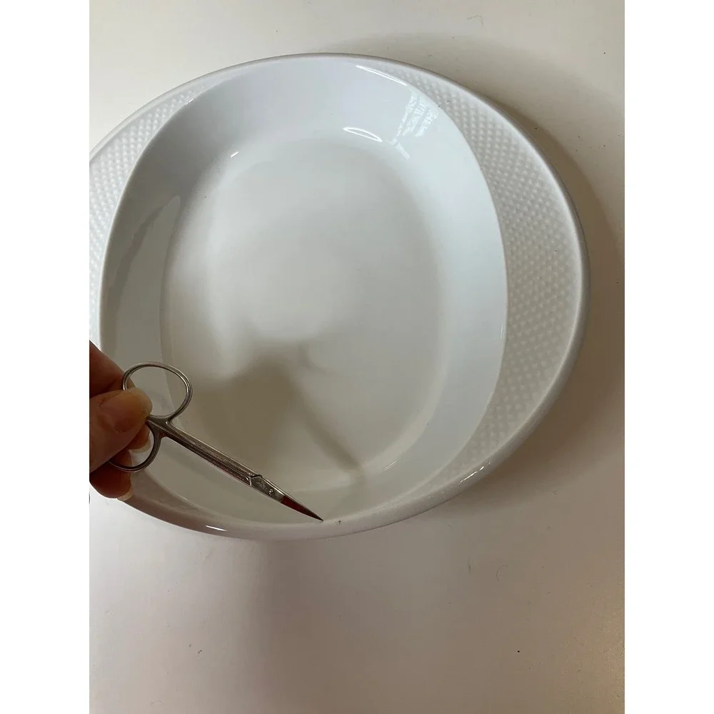 Set (4) Caddy Tognana Italy White Ceramic‎ Bowls Plates Textured Rim Replacement